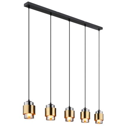 Globo - Kroonluchter met kabel 5xE27/40W/230V zwart/messing