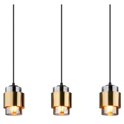 Globo - Kroonluchter met kabel 5xE27/40W/230V zwart/messing