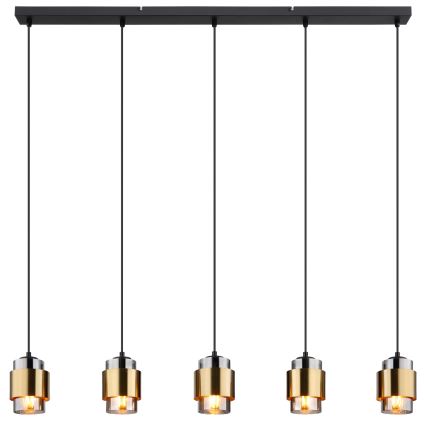 Globo - Suspension sur câble 5xE27/40W/230V noir/laiton