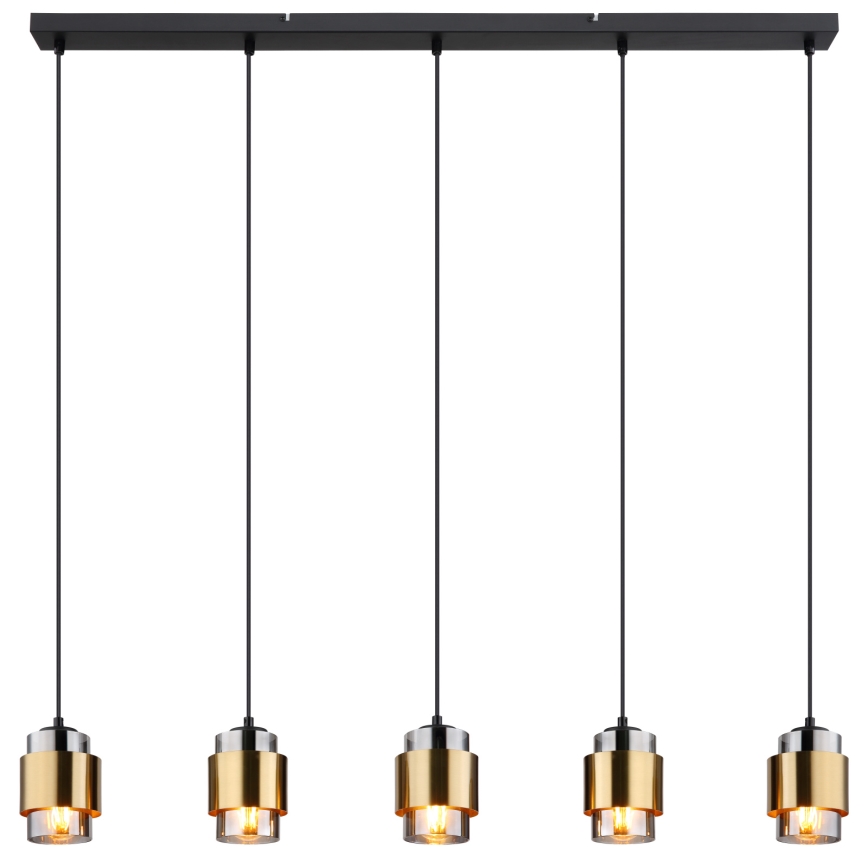 Globo - Suspension sur câble 5xE27/40W/230V noir/laiton