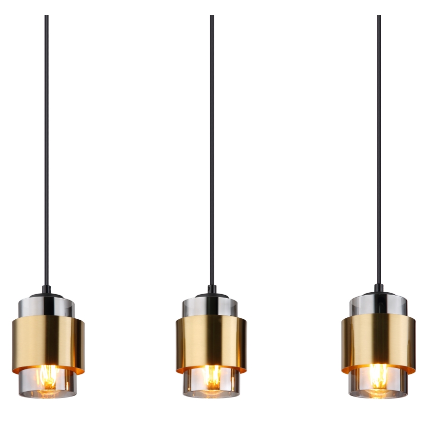 Globo - Suspension sur câble 5xE27/40W/230V noir/laiton