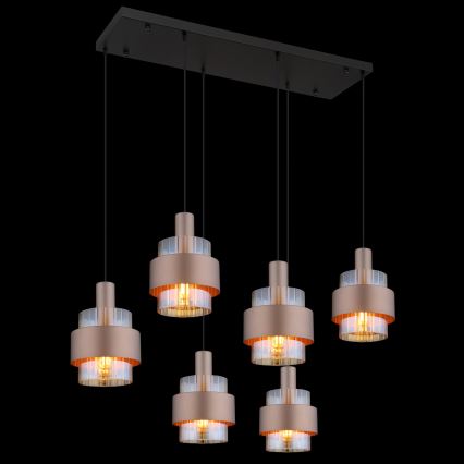 Globo - Kroonluchter met kabel 6xE27/60W/230V bruin