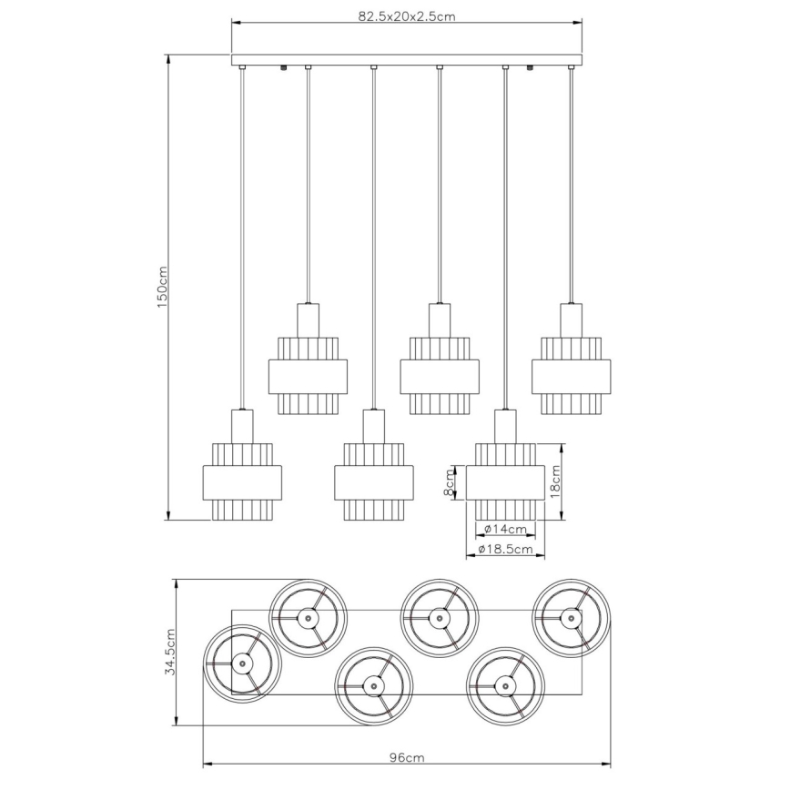 Globo - Kroonluchter met kabel 6xE27/60W/230V bruin
