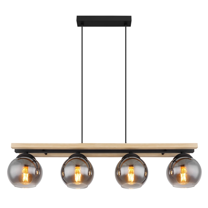 Globo - Hanglamp aan een koord 4xE27/25W/230V grenen