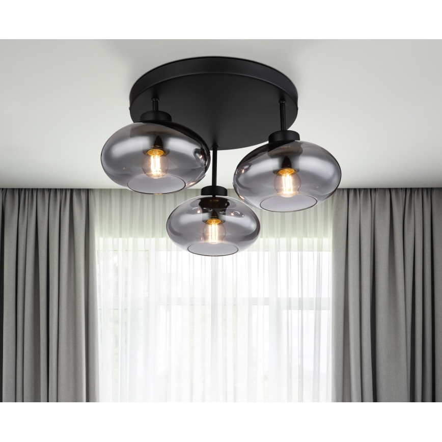 Globo - Plafondkroonluchter 3xE27ILLU/40W/230V zwart