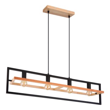 Globo 15575-4H - Hanglamp aan kabels ERICA 4xE27/40W/230V zwart/beige