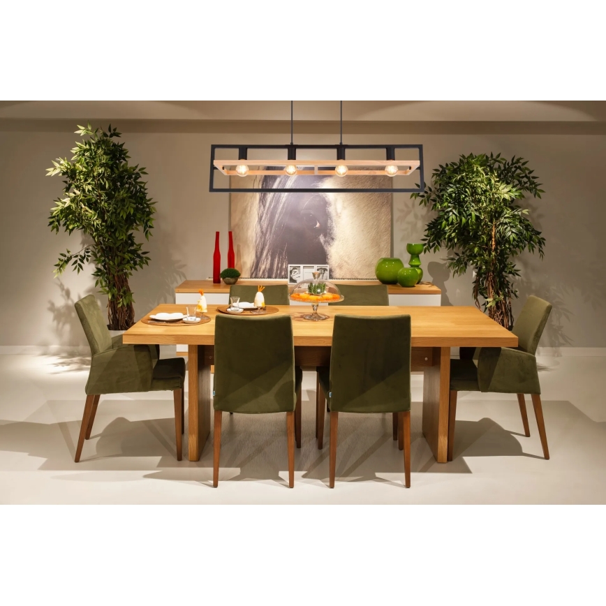 Globo 15575-4H - Suspension à câble ERICA 4xE27/40W/230V noir/beige