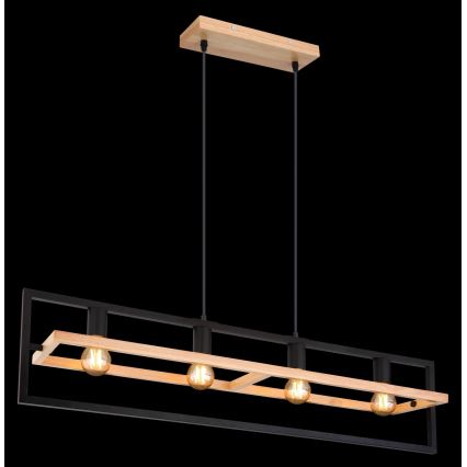 Globo 15575-4H - Suspension à câble ERICA 4xE27/40W/230V noir/beige