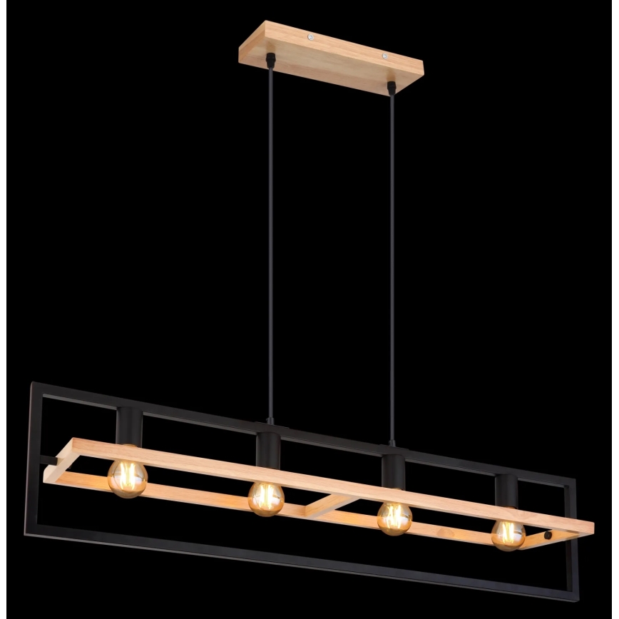 Globo 15575-4H - Suspension à câble ERICA 4xE27/40W/230V noir/beige