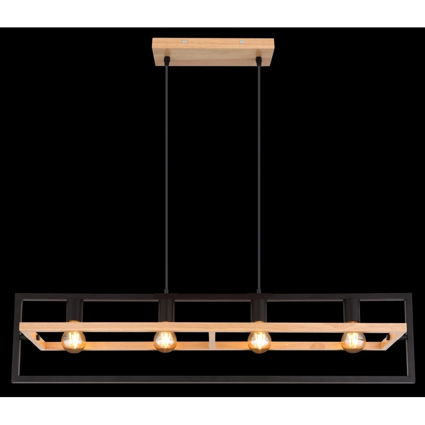 Globo 15575-4H - Suspension à câble ERICA 4xE27/40W/230V noir/beige