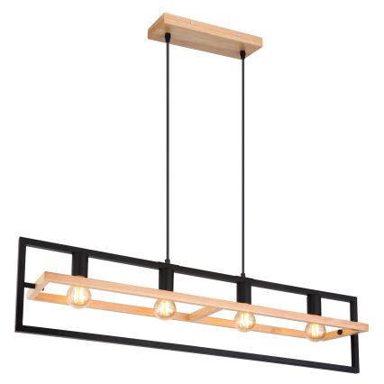 Globo 15575-4H - Suspension à câble ERICA 4xE27/40W/230V noir/beige