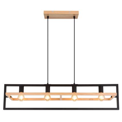 Globo 15575-4H - Suspension à câble ERICA 4xE27/40W/230V noir/beige