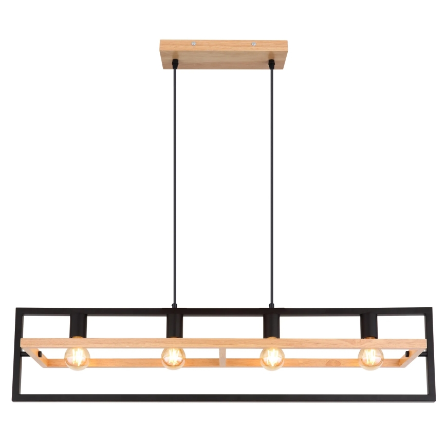 Globo 15575-4H - Suspension à câble ERICA 4xE27/40W/230V noir/beige