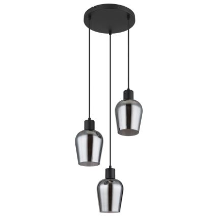 Globo - Hanglamp aan een koord 3xE27/40W/230V diameter 28,5 cm zwart