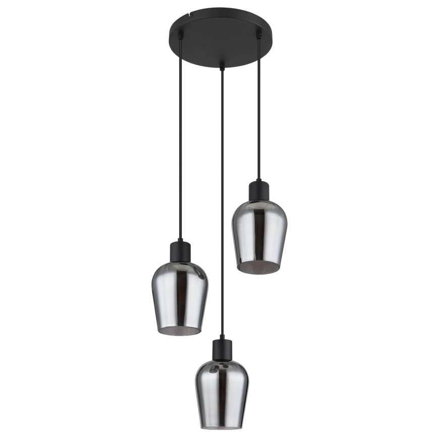 Globo - Hanglamp aan een koord 3xE27/40W/230V diameter 28,5 cm zwart