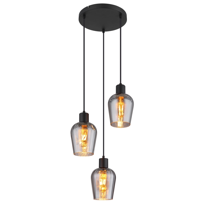 Globo - Hanglamp aan een koord 3xE27/40W/230V diameter 28,5 cm zwart