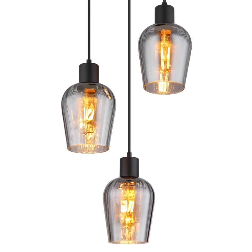 Globo - Hanglamp aan een koord 3xE27/40W/230V diameter 28,5 cm zwart
