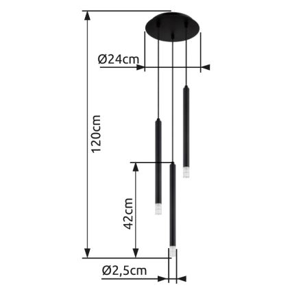 Globo - Hanglamp aan een koord 3xG9/4W/230V diameter 24 cm zwart