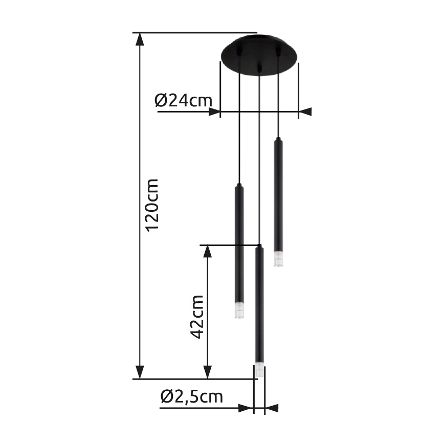 Globo - Hanglamp aan een koord 3xG9/4W/230V diameter 24 cm zwart