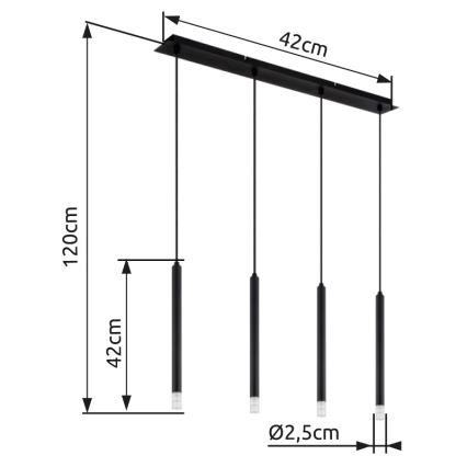 Globo - Suspension filaire 4xG9/4W/230V noir