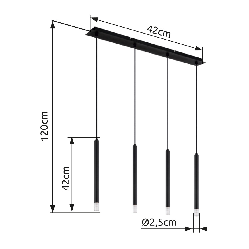 Globo - Suspension filaire 4xG9/4W/230V noir