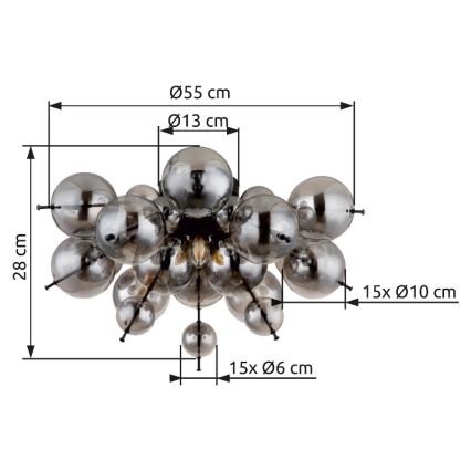 Globo - Plafonnier 3xE14/25W/230V d. 55 cm noir