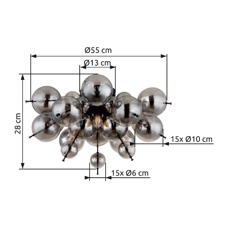 Globo - Plafonnier 3xE14/25W/230V d. 55 cm noir