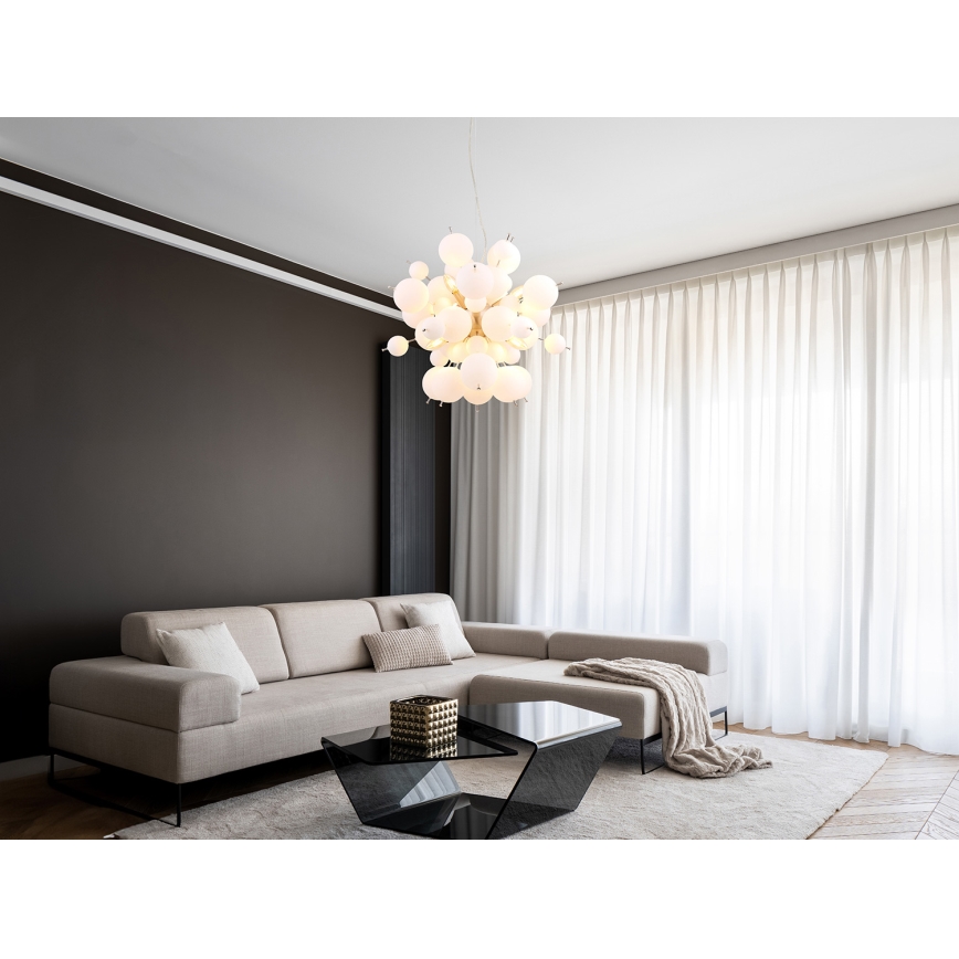 Globo - Hanglamp aan een koord 6xE14/25W/230V diameter 55 cm wit