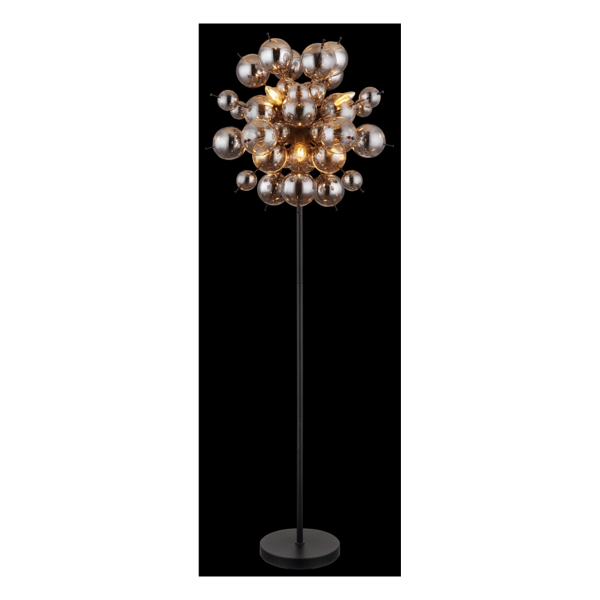 Globo - Staande lamp 6xE14/25W/230V zwart/gerookt