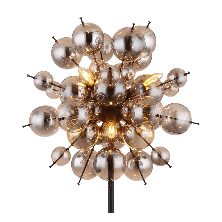 Globo - Staande lamp 6xE14/25W/230V zwart/gerookt