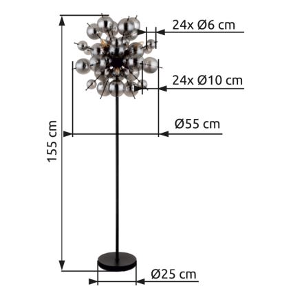 Globo - Staande lamp 6xE14/25W/230V zwart/gerookt