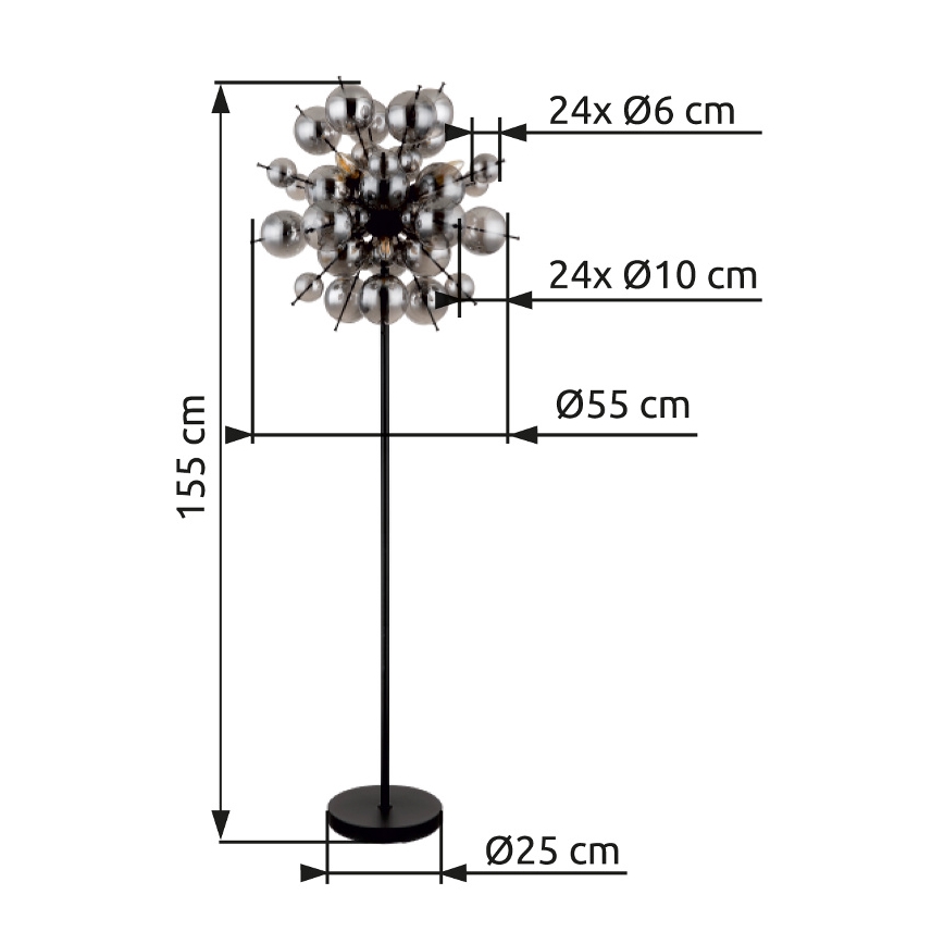 Globo - Staande lamp 6xE14/25W/230V zwart/gerookt