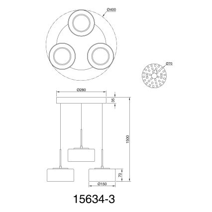 Globo - Suspension filaire 3xLED/8W/230V