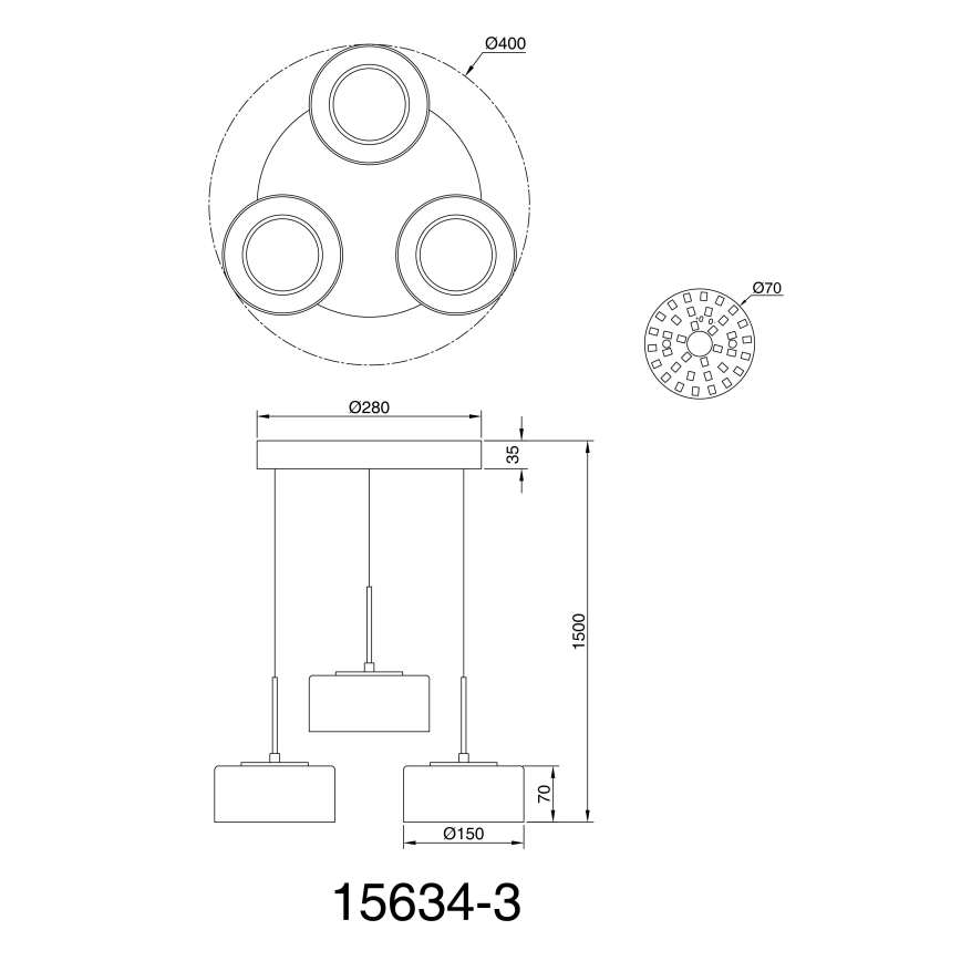 Globo - Suspension filaire 3xLED/8W/230V