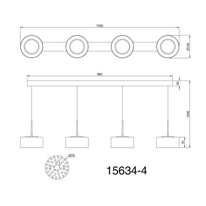 Globo - LED Hanglamp aan een koord 4xLED/8W/230V