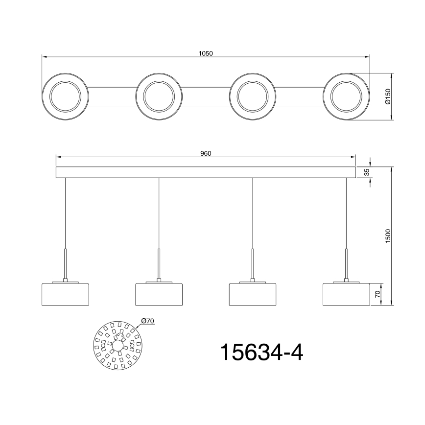 Globo - LED Hanglamp aan een koord 4xLED/8W/230V