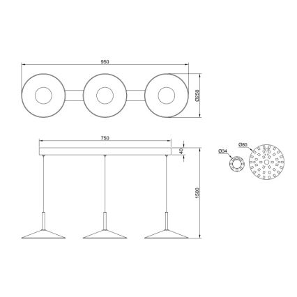 Globo - Suspension LED sur câble LED/24W/230V 4000K noir