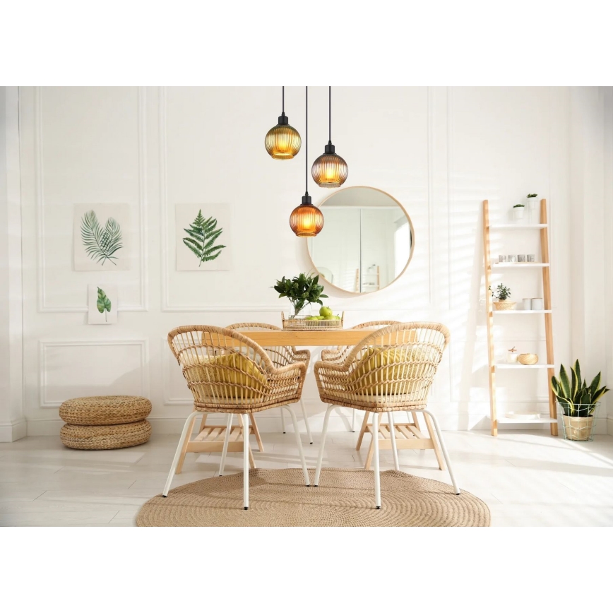 Globo - Hanglamp aan een koord 3xE27/25W/230V diameter 36 cm koper/groen/blauw