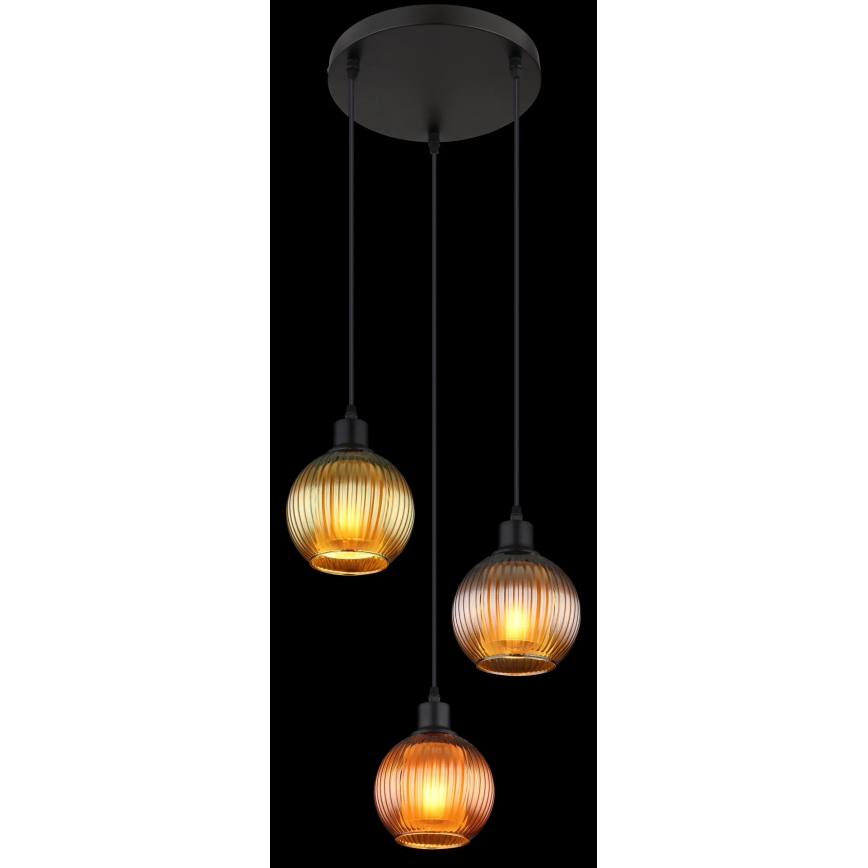 Globo - Hanglamp aan een koord 3xE27/25W/230V diameter 36 cm koper/groen/blauw