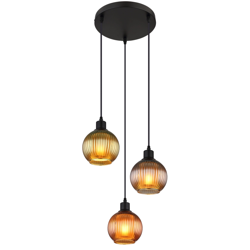 Globo - Hanglamp aan een koord 3xE27/25W/230V diameter 36 cm koper/groen/blauw