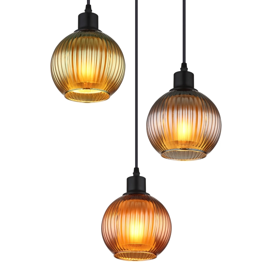 Globo - Hanglamp aan een koord 3xE27/25W/230V diameter 36 cm koper/groen/blauw