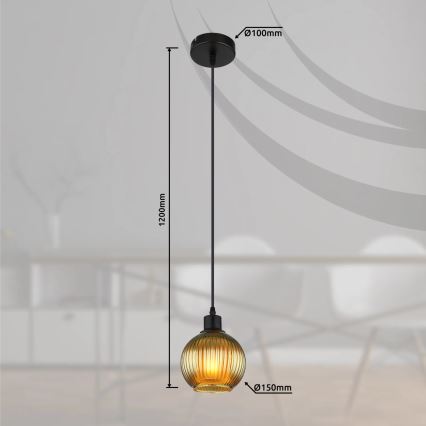 Globo - Hanglamp aan een koord 1xE27/25W/230V diameter 15 cm groen