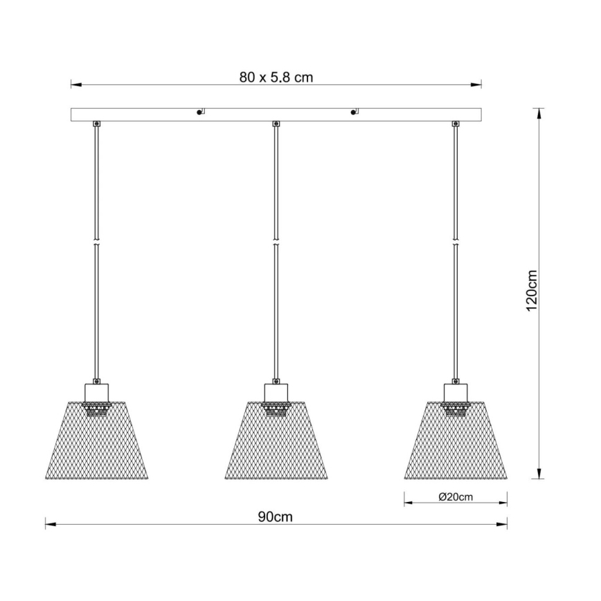 Globo - Hanglamp aan een koord 3xE27/40W/230V