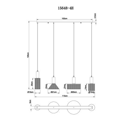 Globo - Hanglamp aan een koord 4xE27/60W/230V zwart