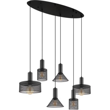 Globo 15648-6H - Hanglamp aan kabel JEDD 6xE27/60W/230V zwart