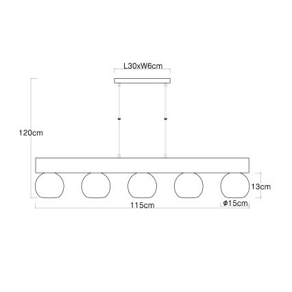 Globo - Suspension filaire 5xE27/40W/230V