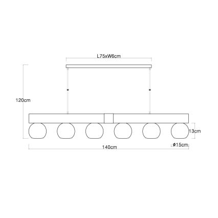 Globo - Suspension sur câble 6xE27/40W/230V