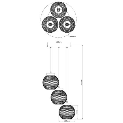 Globo - Hanglamp aan koord 3xE27/60W/230V