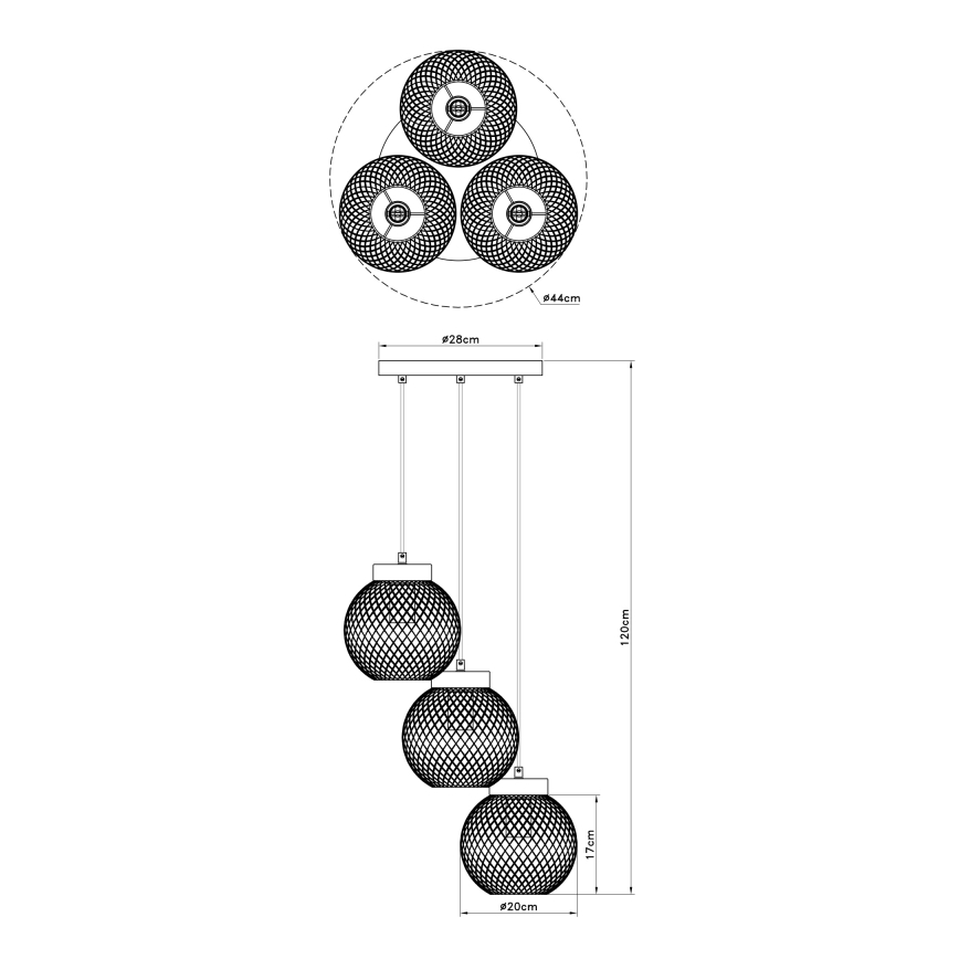 Globo - Hanglamp aan koord 3xE27/60W/230V