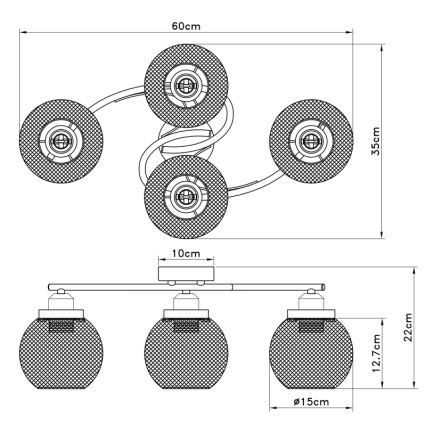 Globo - Aan plafond gevestigde hanglamp 4xE27/60W/230V